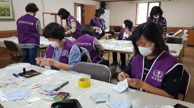 구호나눔 | [울산, 천복궁지부] 코로나19 극복을 위한 면마스크 제작 봉사