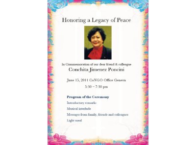 스위스 지부 - 콘치타 지메네즈 폰시니 여사 승화식(추도식)